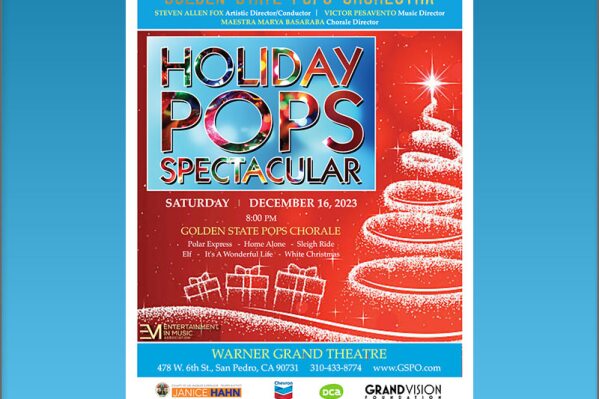 LOS ANGELES, Calif., Sept. 25, 2023 (SEND2PRESS NEWSWIRE) -- The holiday spirit will be brought to life once again with the "Holiday Pops Spectacular" taking place on Saturday, December 16, 2023, at 8 p.m., marking the final appearance at the Warner Grand Theatre in San Pedro, CA. Join Maestro Steven Allen Fox, Resident Choir Maestra Marya Basaraba, and the Golden State Pops Orchestra and Chorale in a heartwarming journey filled with joy and merriment!