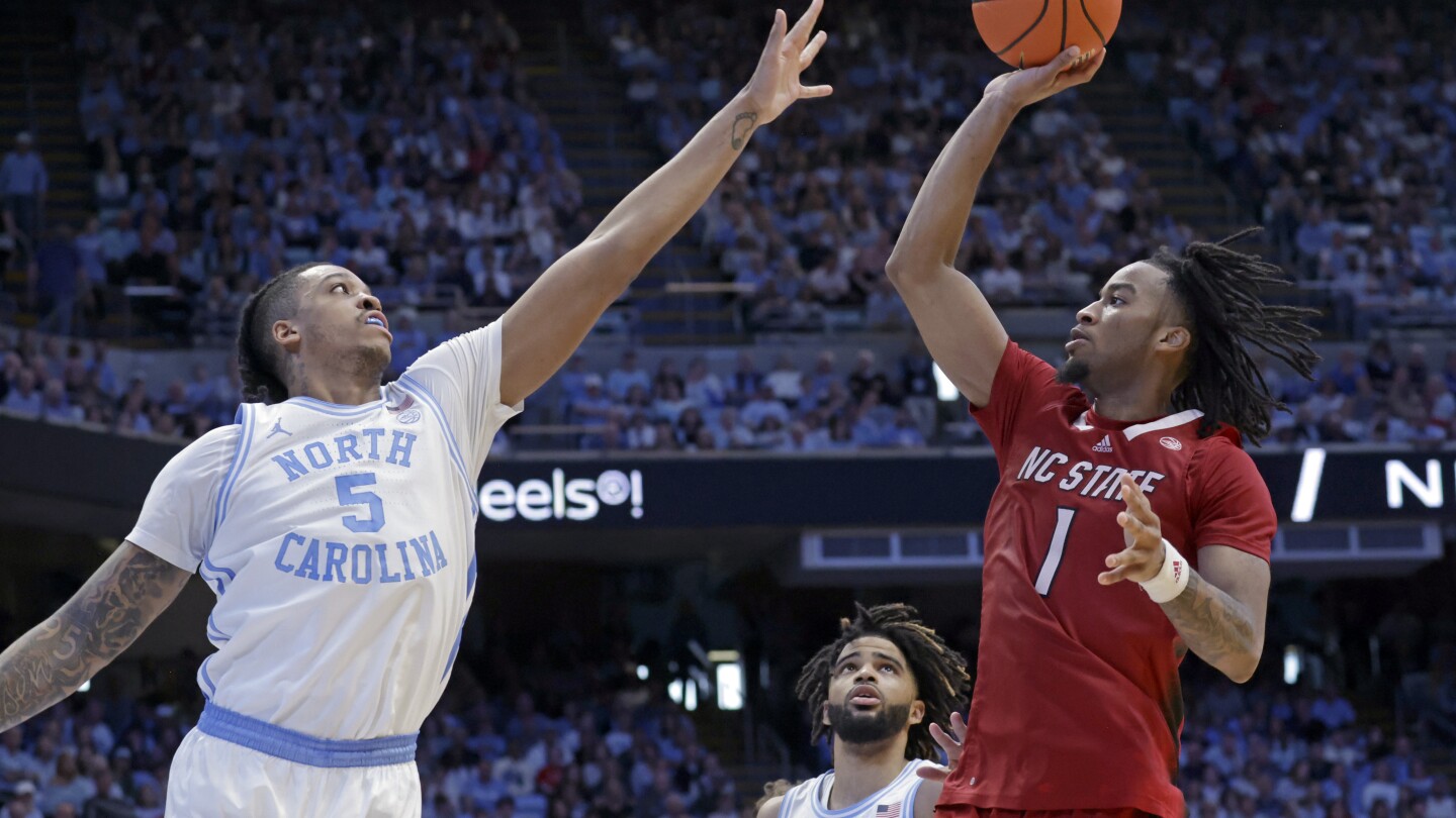 No. 9 North Carolina beats NC State 79-70, maintains hold on first place in ACC