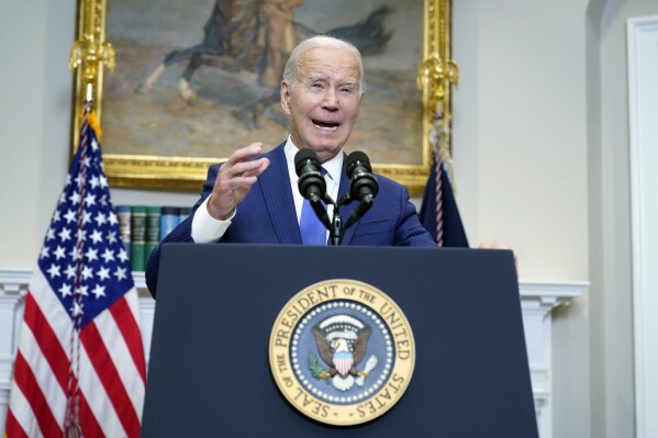 FILE - President Joe Biden speaks about artificial intelligence in the Roosevelt Room of the White House, Friday, July 21, 2023, in Washington. Biden on Monday, Oct. 30, will sign a sweeping executive order to guide the development of artificial intelligence. The order will require industry to develop safety and security standards, introduce new consumer protections and give federal agencies an extensive to-do list to oversee the rapidly progressing technology. (AP Photo/Manuel Balce Ceneta, File)