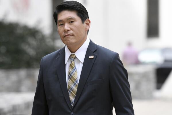 FILE - U.S. Attorney Robert Hur arrives at U.S. District Court in Baltimore on Nov. 21, 2019. Attorney General Merrick Garland on Thursday, Jan. 12, 2023, appointed Hur as a special counsel to investigate the presence of documents with classified markings found at President Joe Biden’s home in Wilmington, Del., and at an office in Washington. (AP Photo/Steve Ruark, File)