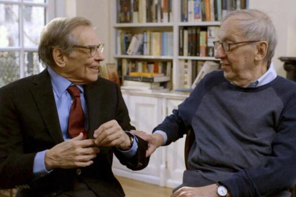 This image released by Sony Pictures Classics shows Robert Caro, left, and Robert Gottlieb in a scene from the documentary "Turn Every Page - The Adventures of Robert Caro and Robert Gottlieb." (Claudia Raschke/Wild Surmise Productions, LLC/Sony Pictures Classics via AP)