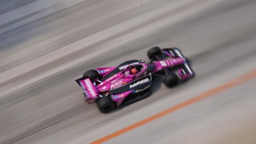 Simon Pagenaud, of France, drives during the IndyCar Detroit Grand Prix auto race, Sunday, June 4, 2023, in Detroit. (AP Photo/Carlos Osorio)