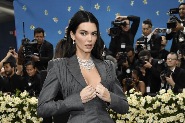 Kendall Jenner attends The Metropolitan Museum of Art's Costume Institute benefit gala celebrating the opening of the "Superfine: Tailoring Black Style" exhibition on Monday, May 5, 2025, in New York. (Photo by Evan Agostini/Invision/AP)