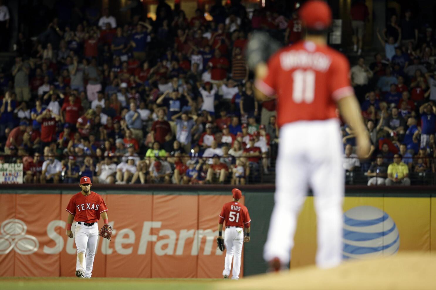 Texas Rangers American League pitcher Yu Darvish (11) on the mound