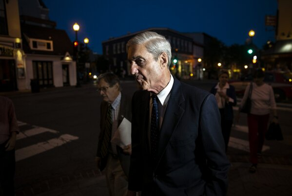 
              In this May 6, 2019, photo, special counsel Robert Mueller departs after having dinner at Martin's Tavern in Georgetown, Monday, May 6, 2019, in Washington. For two years, the nation watched and waited as Mueller investigated President Donald Trump and his campaign for potential collusion with Russia and obstruction of justice. The release of Mueller’s report last month provided a long-awaited moment of closure for many _ and an utterly unsatisfying finale for plenty of others.  (AP Photo/Al Drago)
            