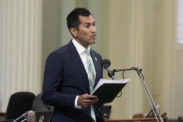 Democratic Assemblyman Robert Rivas addresses lawmakers at the Capitol in Sacramento, Calif., Monday, May 23, 2022. Rivas said Friday, May 27, 2022, he has secured enough votes to become the next Assembly speaker, replacing current Speaker Anthony Rendon. (AP Photo/Rich Pedroncelli,)