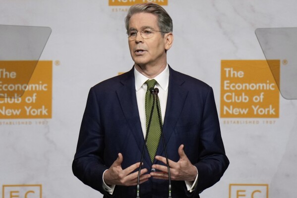 Scott Bessent, United States Secretary of the Treasury, speaks at an Economic Club of New York luncheon in New York, March 6, 2025. (AP Photo/Seth Wenig, File)