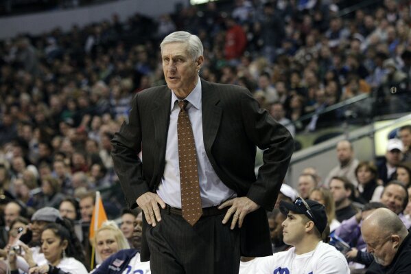 FILE - In this Dec. 11, 2010, file photo, Utah Jazz head coach Jerry Sloan is shown during an NBA basketball game against the Dallas Mavericks in Dallas. The Utah Jazz have announced that Jerry Sloan, the coach who took them to the NBA Finals in 1997 and 1998 on his way to a spot in the Basketball Hall of Fame, has died. Sloan died Friday morning, May 22, 2020, the Jazz said, from complications related to Parkinson’s disease and Lewy body dementia. He was 78. (AP Photo/Tony Gutierrez, File)