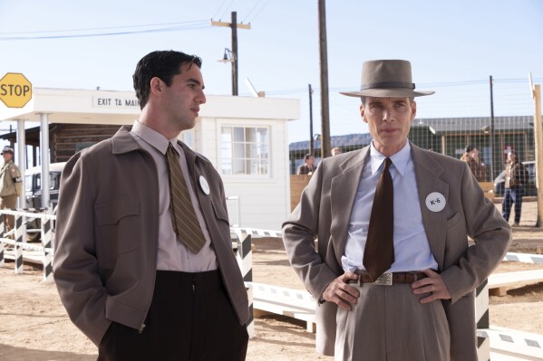 This image released by Universal Pictures shows Benny Safdie as Edward Teller, left, and Cillian Murphy as J. Robert Oppenheimer in a scene from 