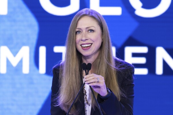 Chelsea Clinton speaks at the Clinton Global Initiative, Tuesday, Sept. 19, 2023, in New York. (AP Photo/Julia Nikhinson)