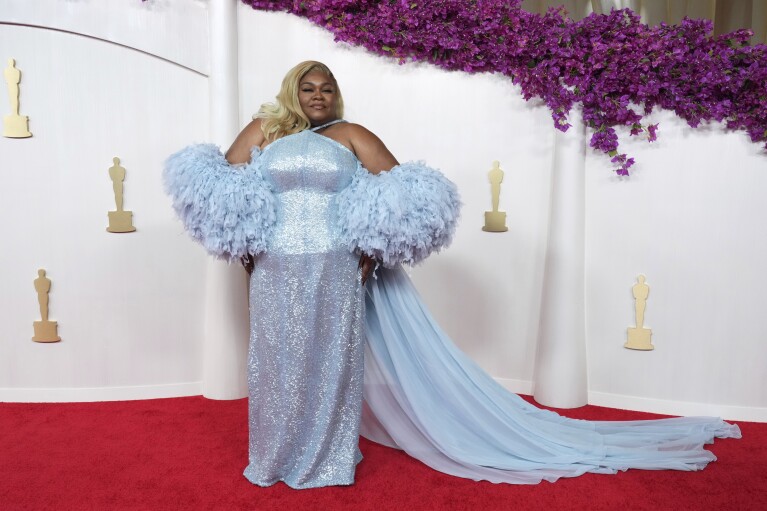 Da'Vine Joy Randolph arrives at the Oscars on Sunday, March 10, 2024, at the Dolby Theatre in Los Angeles. (Photo by Jordan Strauss/Invision/AP)