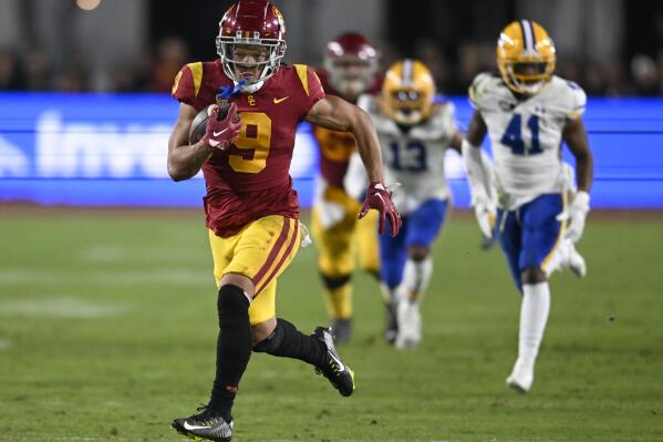 Southern California wide receiver Michael Jackson III breaks away for a touchdown against California during the second half of an NCAA college football game Saturday, Nov. 5, 2022, in Los Angeles. (AP Photo/John McCoy)