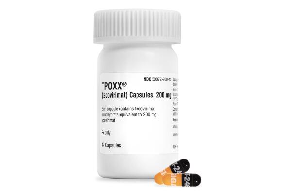 This undated image provided by Siga Technologies shows the drug TPOXX. The drug may be effective at treating monkeypox. U.S. health officials are warning against overuse of the lone drug currently available against monkeypox, saying that even a small mutation to the virus could render the medication ineffective. (Courtesy of Siga Technologies via AP)