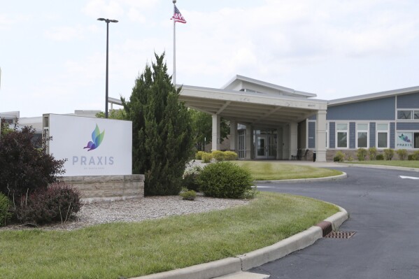The exterior of Praxis Landmark Recovery facility on Bodnar Drive, southeast of Mishawaka, Ind., is shown Tuesday, July 11, 2023. Northern Indiana police have asked state officials to revoke the license of Praxis Landmark Recovery, where three patients recently died within a week, saying that the less than year-old center is endangering its residents and placing a strain on law enforcement. (Greg Swiercz/South Bend Tribune via AP)