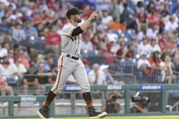 San Francisco Giants' Gabe Kapler stays in clubhouse for national