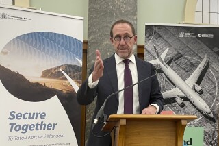 New Zealand Defense Minister Andrew Little speaks as he was releasing a defense policy paper in Wellington, New Zealand, Friday, Aug. 4, 2023. New Zealand said Friday it plans to boost its defense capabilities as tensions rise in the Pacific, due in part to a military buildup by China. (AP Photo/Nick Perry)