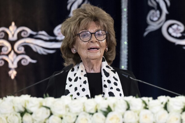 Charlotte Knobloch, President of the Jewish Community of Munich and Upper Bavaria, takes part in a ceremony to mark the 20th anniversary of the main synagogue 