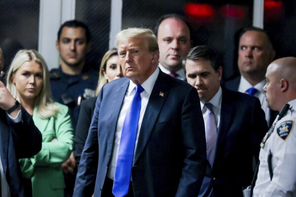 Former President Donald Trump leaves the courthouse after a jury found him guilty of all 34 felony counts in his criminal trial at Manhattan Criminal Court, Thursday, May 30, 2024, in New York. (Justin Lane/Pool Photo via AP)