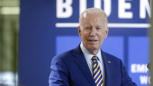 President Joe Biden speaks during a stop at a solar manufacturing company that's part of his "Bidenomics" rollout on Thursday, July 6, 2023, in West Columbia, S.C. (AP Photo/Meg Kinnard)