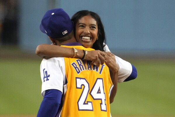 Los Angeles Lakers X Dodgers 24 Kobe Bryant Purple Baseball Jersey