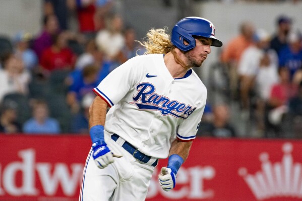 Travis Jankowski of the Texas Rangers stands in the batter's box