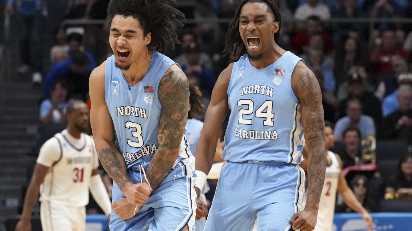 March Madness: Davis perfect on six 3s as North Carolina routs San Diego State 95-68 in First Four