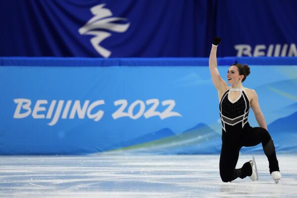 FILE - Josefin Taljegard, of Sweden, competes in the women's short program during the figure skating at the 2022 Winter Olympics, Tuesday, Feb. 15, 2022, in Beijing. (AP Photo/Natacha Pisarenko, File)