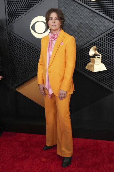 Brandi Carlile arrives at the 66th annual Grammy Awards on Sunday, Feb. 4, 2024, in Los Angeles. (Photo by Jordan Strauss/Invision/AP)