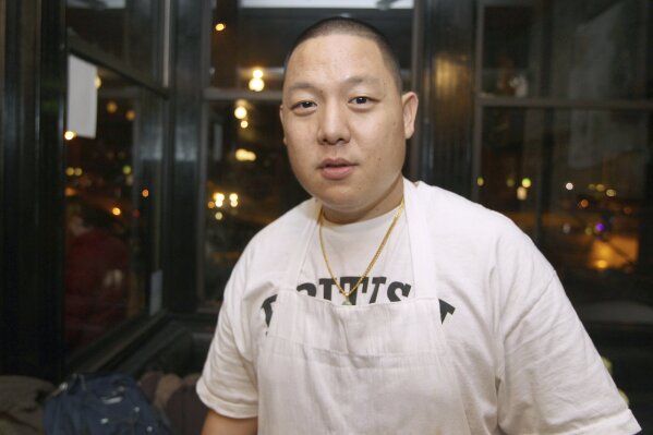 FILE - In this Monday, Feb. 9, 2015 file photo, Eddie Huang poses for a portrait at a restaurant in New York during a Chinese New Year dinner. Inspired by the restaurateur and TV personality's childhood memoir, the sitcom “Fresh Off the Boat” centered on a Taiwanese-Chinese American family living in predominantly white Orlando, Fla., in the '90s. It was the first network TV comedy with an all-Asian cast since Margaret Cho's “All-American Girl” premiered 20 years earlier.  (Photo by Donald Traill/Invision/AP)
