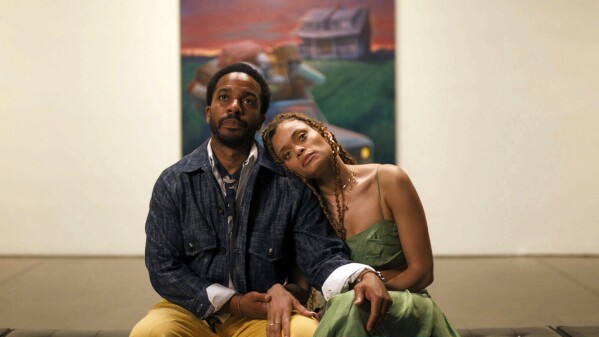 This image released by Sundance Institute shows André Holland, left, and Andra Day in "Exhibiting Forgiveness" by Titus Kaphar, an official selection of the U.S. Dramatic Competition at the 2024 Sundance Film Festival. (Sundance Institute via AP)