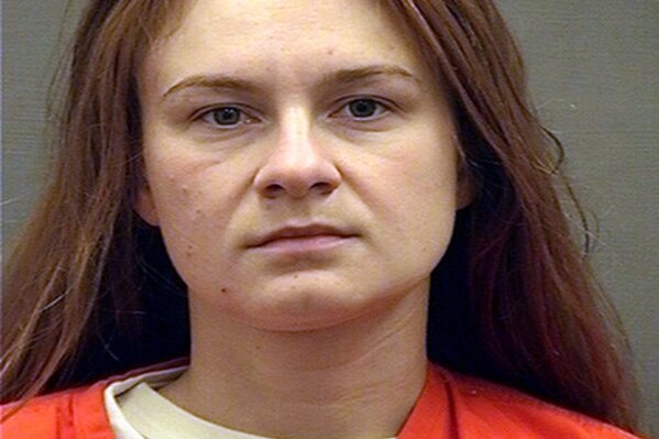
              FILE - This Aug. 17, 2018, file photo provided by the Alexandria (Va.) Detention Center shows Maria Butina.  Butina, who admitted being a secret agent for the Kremlin believed Russian officials would consider her notes and analysis to be “valuable” as she tried to infiltrate conservative U.S. political groups. (Alexandria Detention Center via AP, File)
            