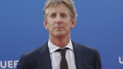 FILE - Former Ajax and Manchester United goalkeeper Edwin Van Der Sar arrives for the UEFA Champions League draw at the Grimaldi Forum, in Monaco, on Aug. 30, 2018. Former Netherlands and Manchester United goalkeeper Edwin van der Sar is in intensive care in a hospital after suffering a bleed in his brain, his former club Ajax said Friday, July 7, 2023. (AP Photo/Claude Paris, File)