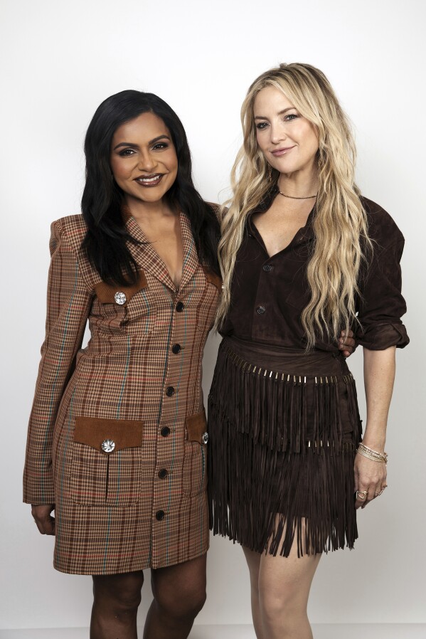 Mindy Kaling and Kate Hudson pose for a portrait to promote "Running Point" on Wednesday, Feb. 12, 2025, in Los Angeles. (Photo by Rebecca Cabage/Invision/AP)