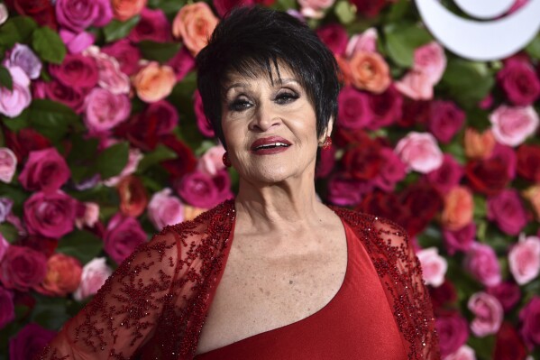 FILE - Chita Rivera arrives at the 72nd annual Tony Awards at Radio City Music Hall on Sunday, June 10, 2018, in New York. Rivera, the Tony Award-winning dancer, singer and actress who forged a path for Latina artists, has died at 91. Rivera's death was announced by her daughter, Lisa Mordente, who said she died in New York after a brief illness. (Photo by Evan Agostini/Invision/AP, File)