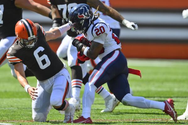 Tackle nearly costs Mayfield, Browns coaches urge caution