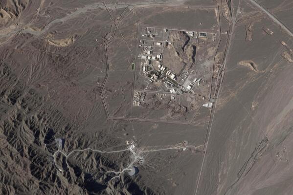 This satellite photo from Planet Labs PBC shows Iran's Natanz nuclear site near Natanz, Iran, on April 14, 2023. A new underground facility at the Natanz enrichment site may put centrifuges beyond the range of a massive so-called “bunker buster” bomb earlier developed by the U.S. military, according experts and satellite photos analyzed by The Associated Press in May 2023. (Planet Labs PBC via AP)