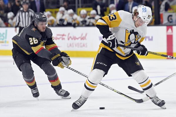 Pittsburgh Penguins center Teddy Blueger carries the puck during