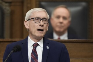 FILE - Wisconsin Gov. Tony Evers speaks during the annual State of the State address, Jan. 24, 2023, in Madison, Wis. On Monday, Nov. 20, Evers vetoed a $2 billion Republican tax cut bill, calling it “completely unserious.” (AP Photo/Morry Gash, File)