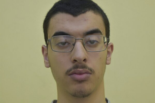 Undated file photo issued by Greater Manchester Police, of Hashem Abedi, younger brother of the Manchester Arena bomber Salman Abedi.  The brother of the suicide bomber who set off an explosion that killed 22 people and injured hundreds at a 2017 Ariana Grande concert in Manchester, England, has been sentenced Thursday Aug. 20, 2020, to a minimum of 55 years. (Greater Manchester Police via AP)