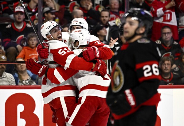 Red Wings beat Bruins 5-3, a day after losing to NHL's best