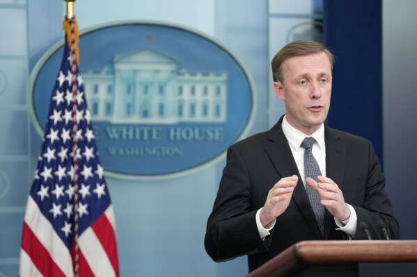 White House national security adviser Jake Sullivan speaks during a press briefing at the White House, Friday, July 7, 2023, in Washington. (AP Photo/Patrick Semansky)