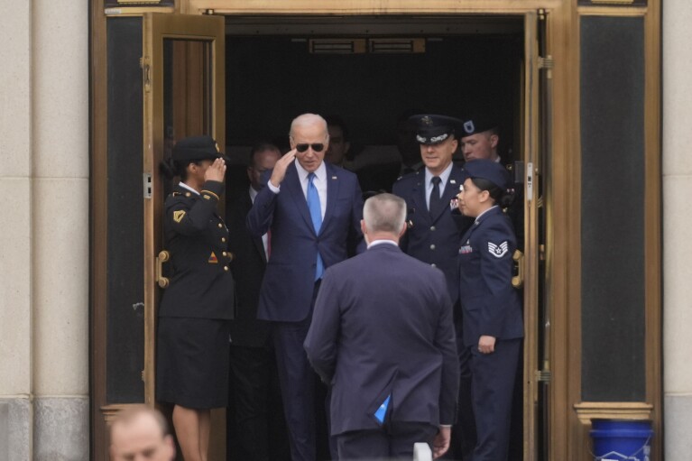 President Joe Biden departs Walter Reed National Military Medical Center following a physical, Wednesday, Feb. 28, 2024, in Bethesda, Md. (AP Photo/Evan Vucci)