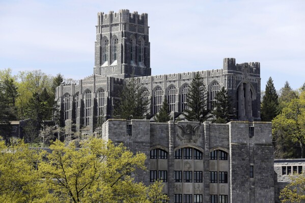 FILE - A view of the United States Military Academy at West Point, N.Y., May 2, 2019. West Point was sued in federal court on Tuesday, Sept. 19, 2023, for using race and ethnicity as factors in admissions by the same group behind the lawsuit that resulted in the U.S. Supreme Court striking down affirmative action in college admissions. (AP Photo/Seth Wenig, File)