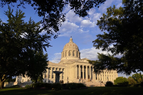 FILE - The Missouri Capitol is seen, Sept. 16, 2022, in Jefferson City, Mo. A trial for a lawsuit challenging the constitutionality of Missouri's new photo identification requirement for voters begins Friday, Nov. 17, 2023. Here's a look at what the law does and why voting rights groups are suing: (AP Photo/Jeff Roberson, File)