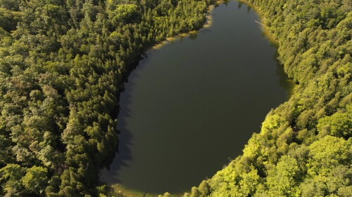 Trees surround Crawford Lake in Milton, Ontario., on Monday, July 10, 2023. A team of scientists is recommending the start of a new geological epoch defined by how humans have impacted the Earth should be marked at the pristine Crawford Lake outside Toronto in Canada. (Cole Burston/The Canadian Press via AP)