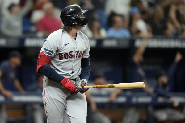 Triston Casas of the Boston Red Sox walks through the batting