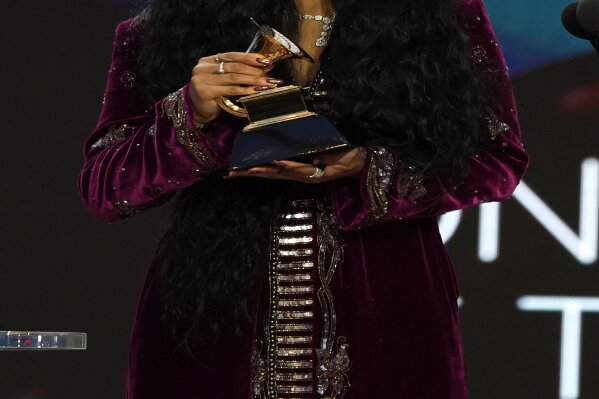 H.E.R. accepts the award for song of the year for "I Can't Breathe" at the 63rd annual Grammy Awards at the Los Angeles Convention Center on Sunday, March 14, 2021. (AP Photo/Chris Pizzello)