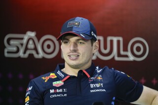 Red Bull driver Max Verstappen, of the Netherlands, speaks during a press conference ahead of the Brazilian Formula One Grand Prix at the Interlagos race track in Sao Paulo, Brazil, Thursday, Oct. 31, 2024. (AP Photo/Andre Penner)