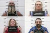 This combination of booking photo provided by the Oklahoma State Bureau of Investigation shows Tad Bert Cullum, top left, Cora Twombly, top right, Tifany Machel Adams, bottom left, and Cole Earl Twombly, bottom right. On Saturday, April 13, 2024, Oklahoma authorities said they arrested and charged these four people with murder and kidnapping over the weekend in connection with the disappearances of Veronica Butler and Jilian Kelley. (Oklahoma State Bureau of Investigation via AP)