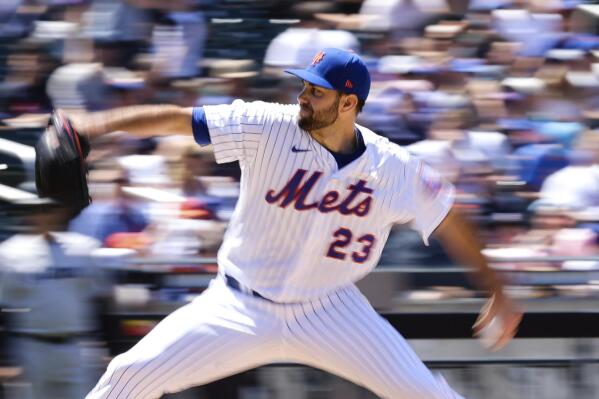 New York Mets starting pitcher David Peterson (23) throws against the Miami Marlins during the fourth inning of a baseball game, Monday, June 20, 2022, in New York. (AP Photo/Jessie Alcheh)